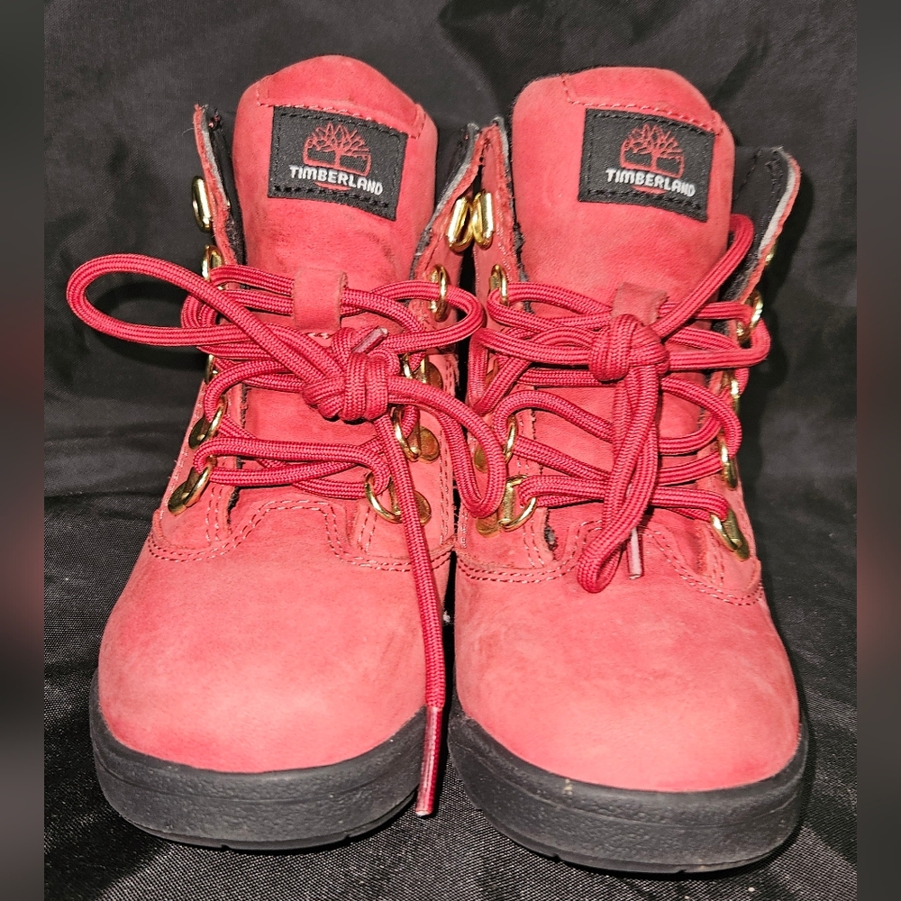 Timberland Kids Red Lace-Up Suede Hiking Boots